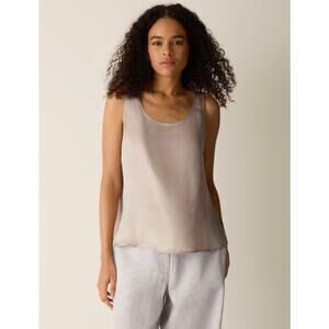 Eileen Fisher 100% Silk Minimalist Capsule Wardrobe Cami Tank Small Petite Grey
